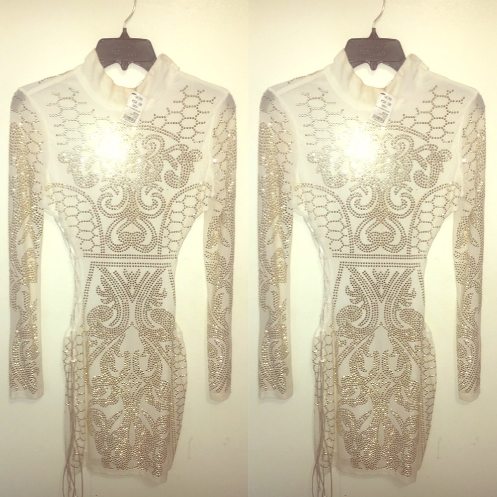 akira bodycon lace up studded lace dress